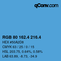 カラーコード: RGB 80 162.4 216.4 | qconv.com