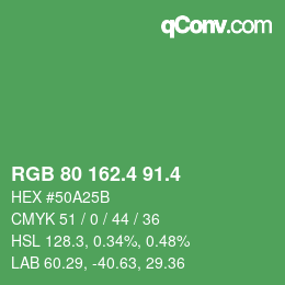 カラーコード: RGB 80 162.4 91.4 | qconv.com