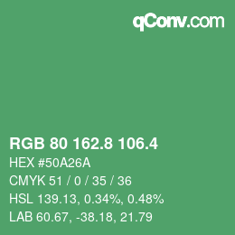 カラーコード: RGB 80 162.8 106.4 | qconv.com