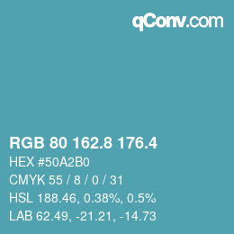 カラーコード: RGB 80 162.8 176.4 | qconv.com