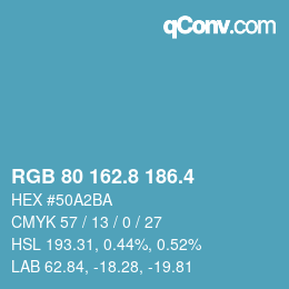 カラーコード: RGB 80 162.8 186.4 | qconv.com