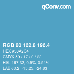 カラーコード: RGB 80 162.8 196.4 | qconv.com