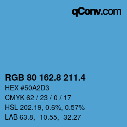 カラーコード: RGB 80 162.8 211.4 | qconv.com