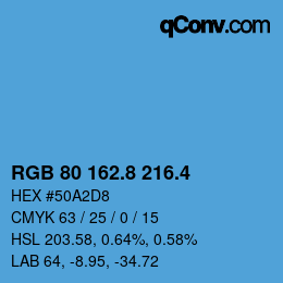 カラーコード: RGB 80 162.8 216.4 | qconv.com
