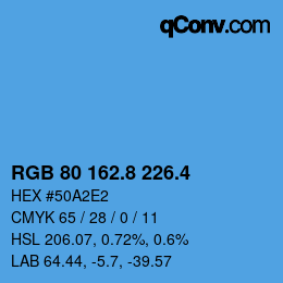 カラーコード: RGB 80 162.8 226.4 | qconv.com