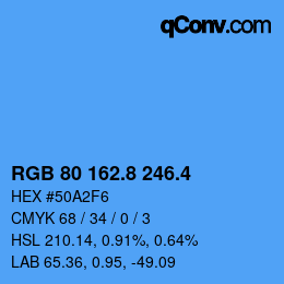 カラーコード: RGB 80 162.8 246.4 | qconv.com