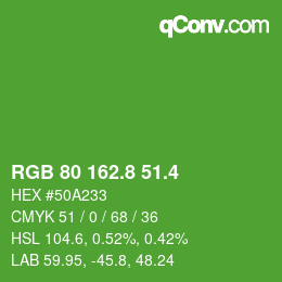 カラーコード: RGB 80 162.8 51.4 | qconv.com