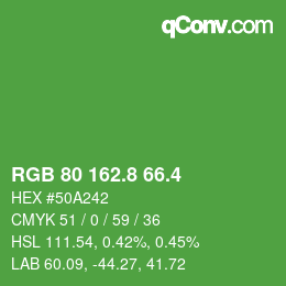カラーコード: RGB 80 162.8 66.4 | qconv.com