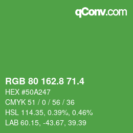 カラーコード: RGB 80 162.8 71.4 | qconv.com