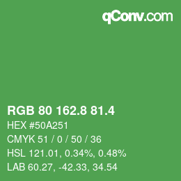 カラーコード: RGB 80 162.8 81.4 | qconv.com