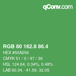 カラーコード: RGB 80 162.8 86.4 | qconv.com