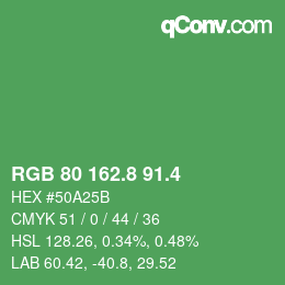 カラーコード: RGB 80 162.8 91.4 | qconv.com