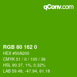 Color code: RGB 80 162 0 | qconv.com