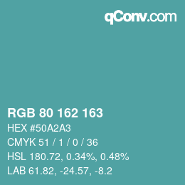 Color code: RGB 80 162 163 | qconv.com