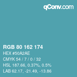 Color code: RGB 80 162 174 | qconv.com