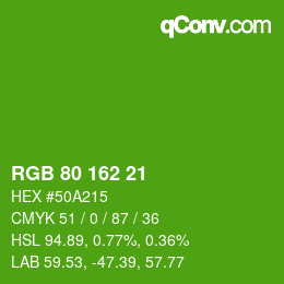 カラーコード: RGB 80 162 21 | qconv.com