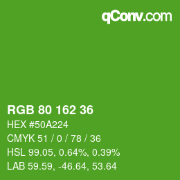 Color code: RGB 80 162 36 | qconv.com