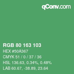 Farbcode: RGB 80 163 103 | qconv.com