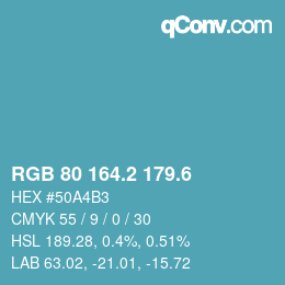 カラーコード: RGB 80 164.2 179.6 | qconv.com