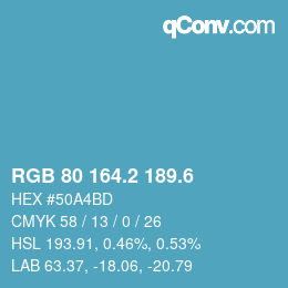 カラーコード: RGB 80 164.2 189.6 | qconv.com