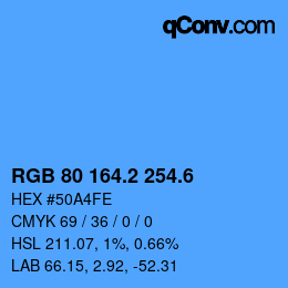 カラーコード: RGB 80 164.2 254.6 | qconv.com