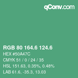 カラーコード: RGB 80 164.6 124.6 | qconv.com