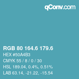 カラーコード: RGB 80 164.6 179.6 | qconv.com