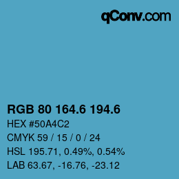 カラーコード: RGB 80 164.6 194.6 | qconv.com