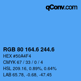 カラーコード: RGB 80 164.6 244.6 | qconv.com