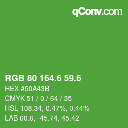 カラーコード: RGB 80 164.6 59.6 | qconv.com