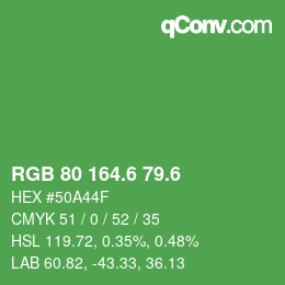 カラーコード: RGB 80 164.6 79.6 | qconv.com