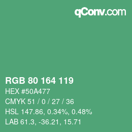 Color code: RGB 80 164 119 | qconv.com