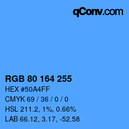 カラーコード: RGB 80 164 255 | qconv.com