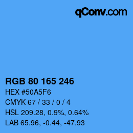 Color code: RGB 80 165 246 | qconv.com