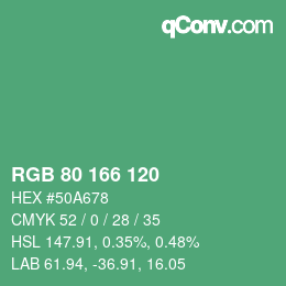 Color code: RGB 80 166 120 | qconv.com
