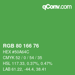 Color code: RGB 80 166 76 | qconv.com