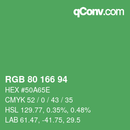 Color code: RGB 80 166 94 | qconv.com