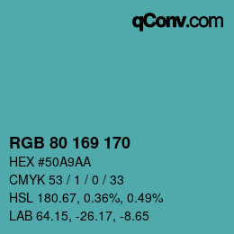Color code: RGB 80 169 170 | qconv.com