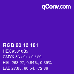 Color code: RGB 80 16 181 | qconv.com