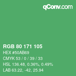 Color code: RGB 80 171 105 | qconv.com