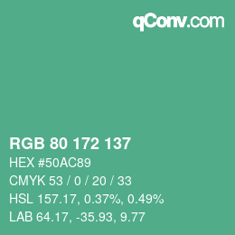 Color code: RGB 80 172 137 | qconv.com