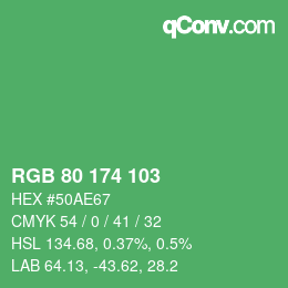 Color code: RGB 80 174 103 | qconv.com
