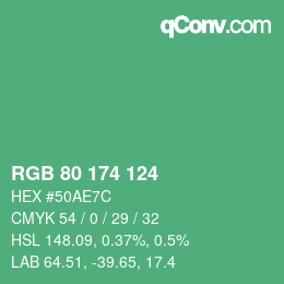 Color code: RGB 80 174 124 | qconv.com