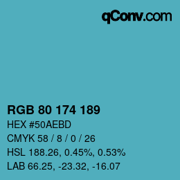 Color code: RGB 80 174 189 | qconv.com