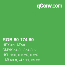 Color code: RGB 80 174 80 | qconv.com