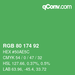 カラーコード: RGB 80 174 92 | qconv.com