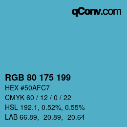 Color code: RGB 80 175 199 | qconv.com
