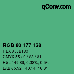カラーコード: RGB 80 177 128 | qconv.com