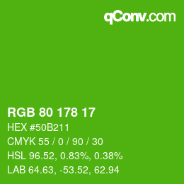 カラーコード: RGB 80 178 17 | qconv.com
