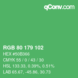 Code couleur: RGB 80 179 102 | qconv.com